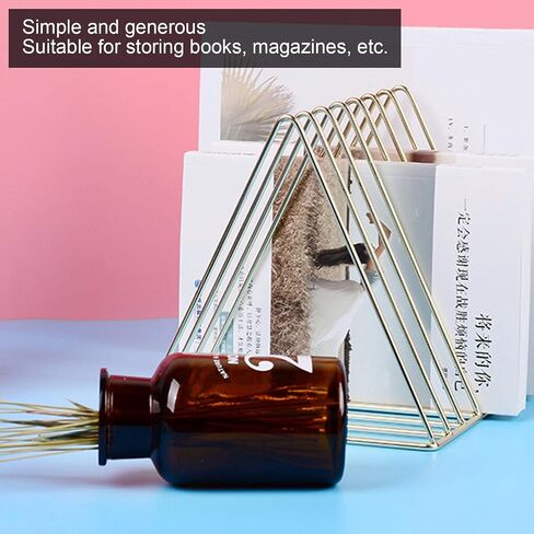 Triangle Book Shelf, Metal Gold Desk Books File Storage Rack Desktop Bookshelf, for Offices, Schools, Homes Storing Magazines, Documents in Saudi Arabia
