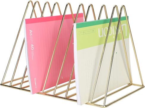 Triangle Book Shelf, Metal Gold Desk Books File Storage Rack Desktop Bookshelf, for Offices, Schools, Homes Storing Magazines, Documents in Saudi Arabia