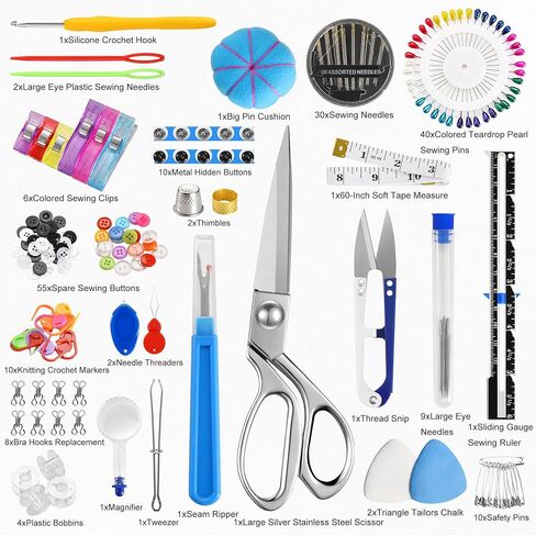 Baryfokwo Sewing Kit for Adults with Ultra Sharp Fabric Scissors, 242 Pcs Newly Upgraded Portable Travel Sewing Kit Professional Hand Needle and Thread Kit for Beginners Home Travel in Saudi Arabia