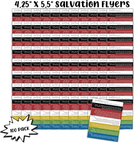 Six 6 Colors of Salvation Romans Road Tracts Cards 100pk 4.5x5.5" Good News for Man Handout Scripture How To Be Saved Door Knocking Church Teens Camp in Saudi Arabia