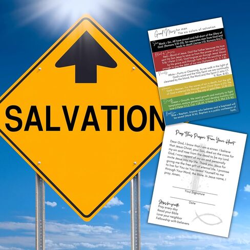 Six 6 Colors of Salvation Romans Road Tracts Cards 100pk 4.5x5.5" Good News for Man Handout Scripture How To Be Saved Door Knocking Church Teens Camp in Saudi Arabia