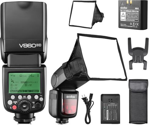 كاميرا Godox V860II-S عالية السرعة GN60 2.4G TTL ليثيوم أيون فلاش ضوء سريع مع جهاز إرسال X1T-S اللاسلكي متوافق مع كاميرا سوني و 15x17سم سوفت بوكس و فلتر USB LED in Saudi Arabia
