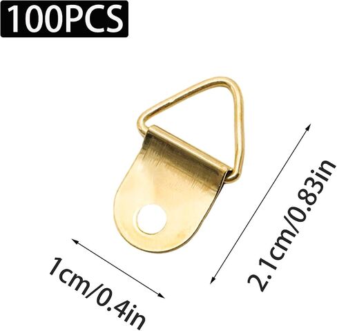 100 PCS مثلث صغير المثلث ، شماعات الصور الفولاذية ، دائري شماعات الصور مع مسامير 100pcs ، وسنانير إطارات الصور للساعة ، ديكور الطلاء ، المرآة (البرونز) in Kuwait
