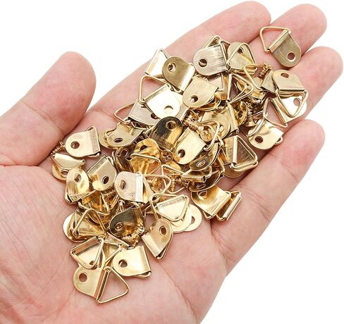 100 PCS مثلث صغير المثلث ، شماعات الصور الفولاذية ، دائري شماعات الصور مع مسامير 100pcs ، وسنانير إطارات الصور للساعة ، ديكور الطلاء ، المرآة (البرونز) in Kuwait