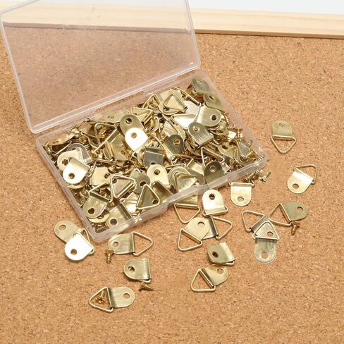 100 PCS مثلث صغير المثلث ، شماعات الصور الفولاذية ، دائري شماعات الصور مع مسامير 100pcs ، وسنانير إطارات الصور للساعة ، ديكور الطلاء ، المرآة (البرونز) in Kuwait