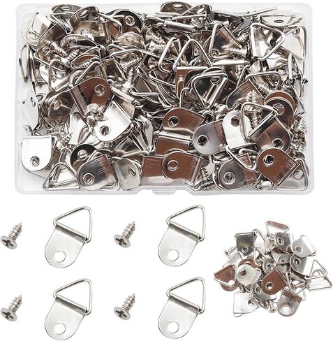 100 PCS مثلث صغير المثلث ، شماعات الصور الفولاذية ، دائري شماعات الصور مع مسامير 100pcs ، وسنانير إطارات الصور للساعة ، ديكور الطلاء ، المرآة (البرونز) in Kuwait