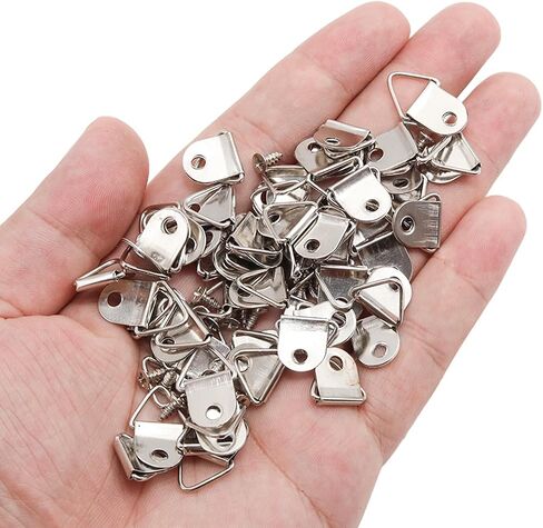 100 PCS مثلث صغير المثلث ، شماعات الصور الفولاذية ، دائري شماعات الصور مع مسامير 100pcs ، وسنانير إطارات الصور للساعة ، ديكور الطلاء ، المرآة (البرونز) in Kuwait