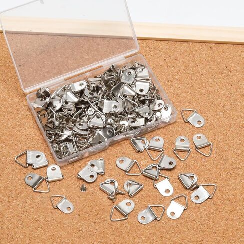 100 PCS مثلث صغير المثلث ، شماعات الصور الفولاذية ، دائري شماعات الصور مع مسامير 100pcs ، وسنانير إطارات الصور للساعة ، ديكور الطلاء ، المرآة (البرونز) in Kuwait