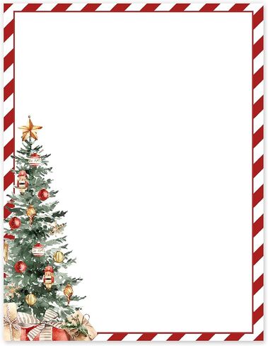 Whaline 60 Sheets Christmas Histricery Stationery Paper Print jouplete Red Stripe Xmas Tree Tree Papor in Saudi Arabia