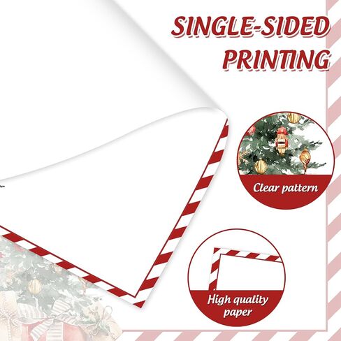 Whaline 60 Sheets Christmas Histricery Stationery Paper Print jouplete Red Stripe Xmas Tree Tree Papor in Saudi Arabia