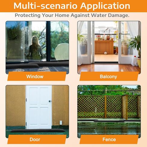 12 Pcs Water Activated Barrier for Flooding 5 Ft x 6.5 Inch Absorbent Flood Barriers for Home Sandless Sandbag Reusable Water Diverter for Door Garage Basement Prevention Rain Hurricane Black in Kuwait