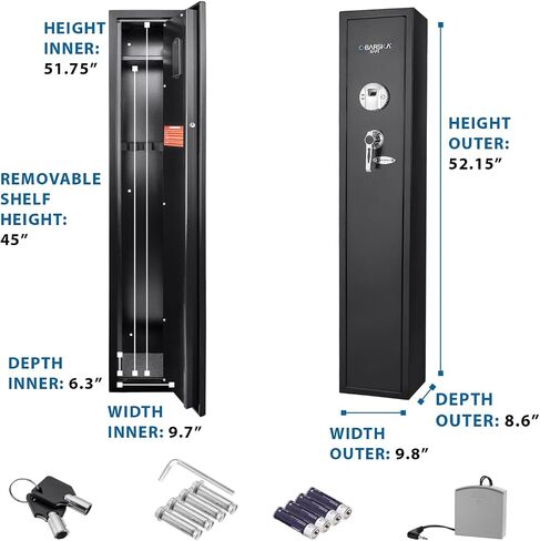 Barska Biometric Rifle Gun Safe - وصول سريع للبصمة الطويلة آمنة للمنزل ، والوضع الصامت ، والوضع الصامت ، والرف القابل للإزالة ، ومفاتيح النسخ الاحتياطي والبطارية in Saudi Arabia