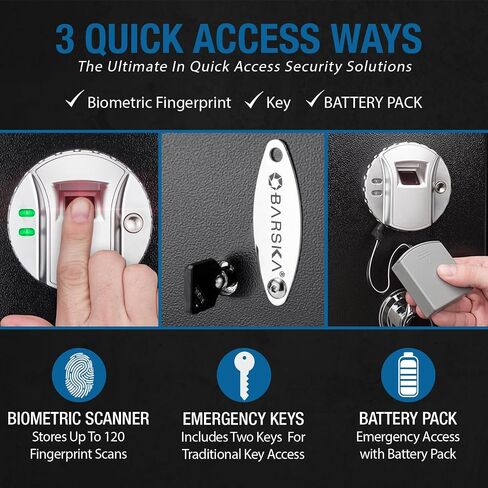 Barska Biometric Rifle Gun Safe - وصول سريع للبصمة الطويلة آمنة للمنزل ، والوضع الصامت ، والوضع الصامت ، والرف القابل للإزالة ، ومفاتيح النسخ الاحتياطي والبطارية in Saudi Arabia