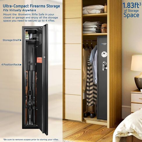 Barska Biometric Rifle Gun Safe - وصول سريع للبصمة الطويلة آمنة للمنزل ، والوضع الصامت ، والوضع الصامت ، والرف القابل للإزالة ، ومفاتيح النسخ الاحتياطي والبطارية in Saudi Arabia