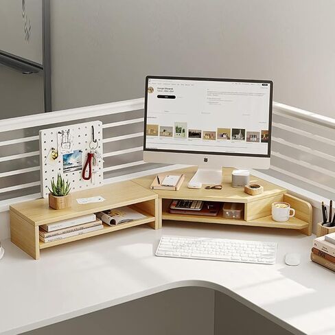 طبقة مزدوجة الطبقة الخشبية شاشة شاشة ، رصد الناهض للمكتب على شكل ل ، حامل كمبيوتر محمول الزاوية مع فتحات ، مسافة توفير المكتب الزاوية الناهض in Kuwait