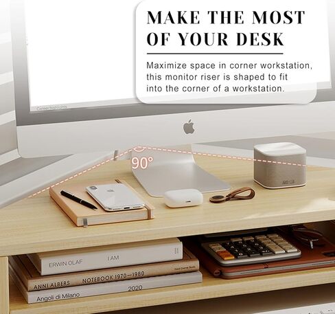 طبقة مزدوجة الطبقة الخشبية شاشة شاشة ، رصد الناهض للمكتب على شكل ل ، حامل كمبيوتر محمول الزاوية مع فتحات ، مسافة توفير المكتب الزاوية الناهض in Kuwait