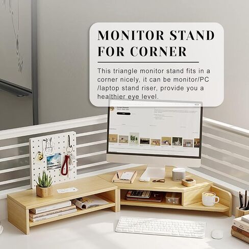 طبقة مزدوجة الطبقة الخشبية شاشة شاشة ، رصد الناهض للمكتب على شكل ل ، حامل كمبيوتر محمول الزاوية مع فتحات ، مسافة توفير المكتب الزاوية الناهض in Kuwait