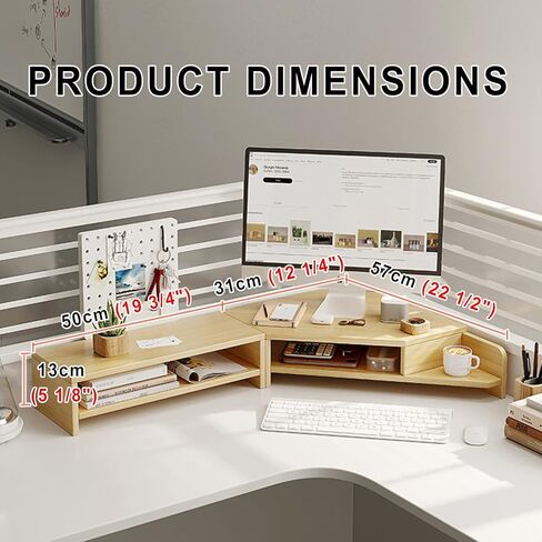 طبقة مزدوجة الطبقة الخشبية شاشة شاشة ، رصد الناهض للمكتب على شكل ل ، حامل كمبيوتر محمول الزاوية مع فتحات ، مسافة توفير المكتب الزاوية الناهض in Kuwait