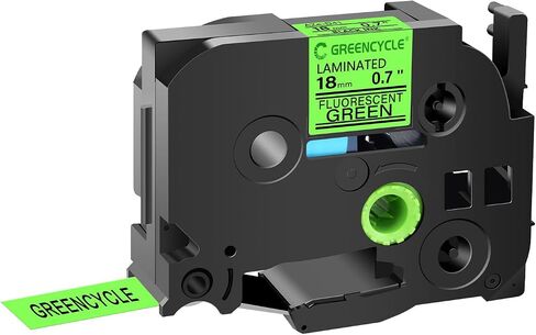 Greencycle متوافق مع Brother p-touch Label Tape Tze-D41 18mm 0.7 "Green Green Tzed41 Tz-D41 Tze Tz 3/4 بوصة أسود على شريط تسمية أخضر الفلورسنت لـ PT-D410 PT-D400 PT-D600 in Saudi Arabia