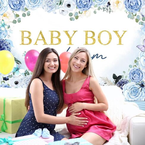 Avezano Baby Boy in Bloom Backdrop 6x3.6 ft Baby in Bloom Baby Shower Decorations Boy Blue Watercolor Floral Baby Shower Banner Newborn Photography Props in Saudi Arabia