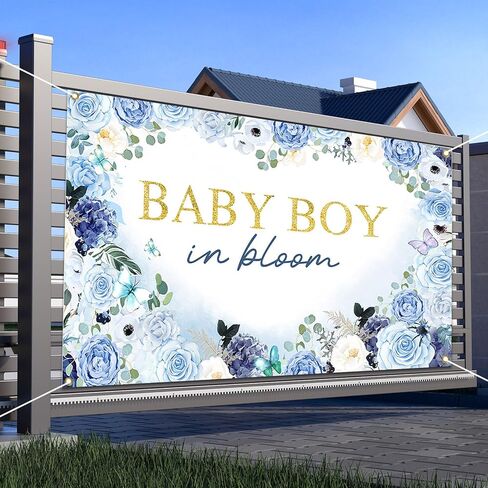 Avezano Baby Boy in Bloom Backdrop 6x3.6 ft Baby in Bloom Baby Shower Decorations Boy Blue Watercolor Floral Baby Shower Banner Newborn Photography Props in Saudi Arabia