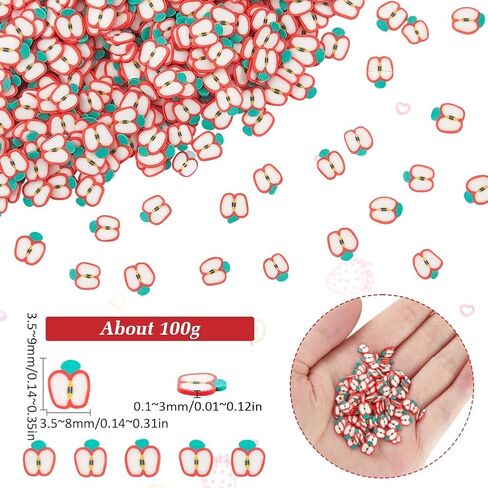 Sunnyclue 100 G 3D Fruit Nail Art Slices Polymer Clay Decorations Ice Cream Flatbacks Red Apples Sprinkles Sister Slice Charm Filler for Jewelry Making Scrapbook Phone Arts Arts Diy Crafts in Saudi Arabia
