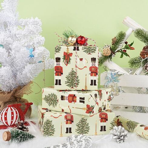 LeZakaa Christmas Highland Cow Wrapping Paper Roll, Cute Highland Cow with Santa Hat Green Wreath Design, Funny Holiday Gift Wrap for Farmhouse Style, Mini Roll 17 in x 16.4 Ft in Saudi Arabia
