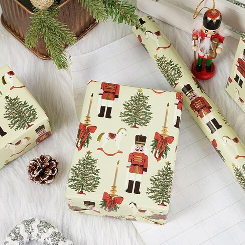 LeZakaa Christmas Highland Cow Wrapping Paper Roll, Cute Highland Cow with Santa Hat Green Wreath Design, Funny Holiday Gift Wrap for Farmhouse Style, Mini Roll 17 in x 16.4 Ft in Saudi Arabia