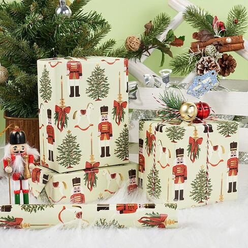 LeZakaa Christmas Highland Cow Wrapping Paper Roll, Cute Highland Cow with Santa Hat Green Wreath Design, Funny Holiday Gift Wrap for Farmhouse Style, Mini Roll 17 in x 16.4 Ft in Saudi Arabia