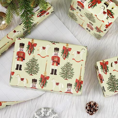 LeZakaa Christmas Highland Cow Wrapping Paper Roll, Cute Highland Cow with Santa Hat Green Wreath Design, Funny Holiday Gift Wrap for Farmhouse Style, Mini Roll 17 in x 16.4 Ft in Saudi Arabia