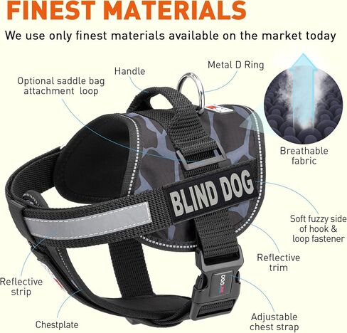Dogline Unimax Dog Harness Step مع بقع الكلب الأعمى عاكسة لا تبرز ، وأشرطة قابلة للتعديل ، والنيوبرين القابل للتنفس من أجل الطبية ، والخدمة ، والتعرف على الكلاب وتدريب الكلاب 36 إلى 46 "Giraffe Gray in Kuwait