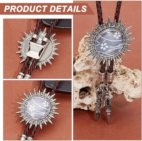 NBEADS 6 Pcs Bolo Tie Buckle, 6 Styles Tibetan Alloy Slides Clasp Cabochon Settings Findings Blank for Bolo Tie Making, Antique Silver in Saudi Arabia