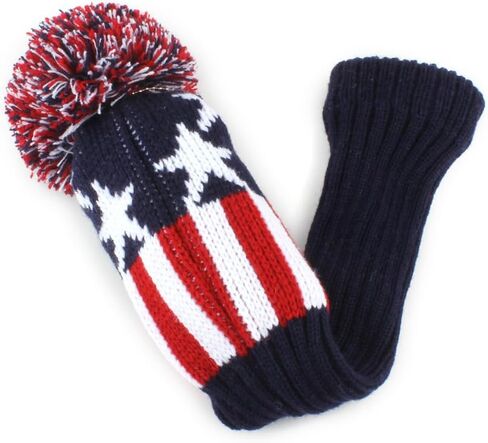 BIG TEETH Knitted Golf Club Head Covers Set of 3 Driver 460cc Fairway Hybrid UT Covers Pom Pom with Number Tag in Kuwait