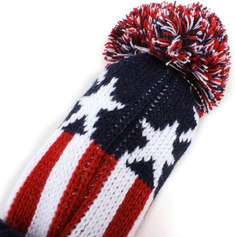 BIG TEETH Knitted Golf Club Head Covers Set of 3 Driver 460cc Fairway Hybrid UT Covers Pom Pom with Number Tag in Kuwait