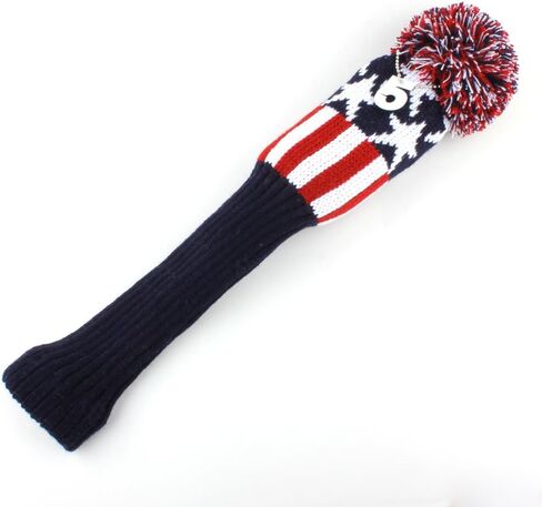BIG TEETH Knitted Golf Club Head Covers Set of 3 Driver 460cc Fairway Hybrid UT Covers Pom Pom with Number Tag in Kuwait