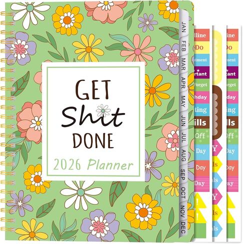 Xqumoi 2026 A5 Planner - Skuln Skull Skulton 2026 Weekly and Monthly Planner لا يهتم أحد بأدفاب محافظات الكتابة القوطية ، يناير 2026 - ديسمبر 2026 ، تقويم الغلاف مع ملصقات علامات التبويب الخلفية الخلفية in Kuwait