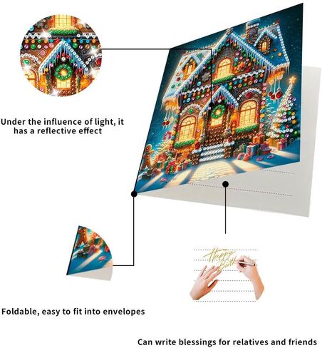 ygbaby 6 عبوات DIY 5D Diamond Painting بطاقات عيد الميلاد للبالغين للكبار الكريستال Tree Tree Diamond Art Cards Merry Christmas Gifts Gem Art Art لعائلة عيد الميلاد والأصدقاء in Saudi Arabia