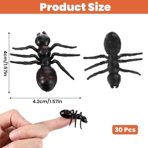 30 PCS النمل البلاستيكي ، النمل المزيف الأسود لزخارف الحفلات ، ألعاب هالوين مزحة ، النكات العملية ، زينة الكيك in Saudi Arabia