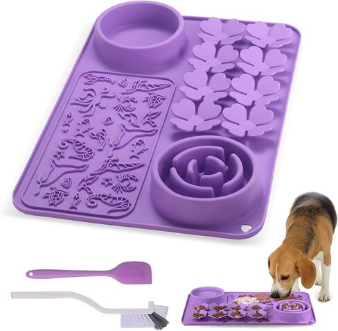 Silicone Lick Mat for Dogs & Cats – Slow Feeder Dog Bowl, Non-Slip Licking Mat for Large & Small Breeds, Puzzle Feeder & Snuffle Mat for Fast Eaters, Interactive Pet Food Mat in Kuwait