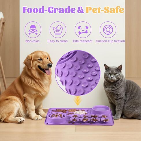 Silicone Lick Mat for Dogs & Cats – Slow Feeder Dog Bowl, Non-Slip Licking Mat for Large & Small Breeds, Puzzle Feeder & Snuffle Mat for Fast Eaters, Interactive Pet Food Mat in Kuwait