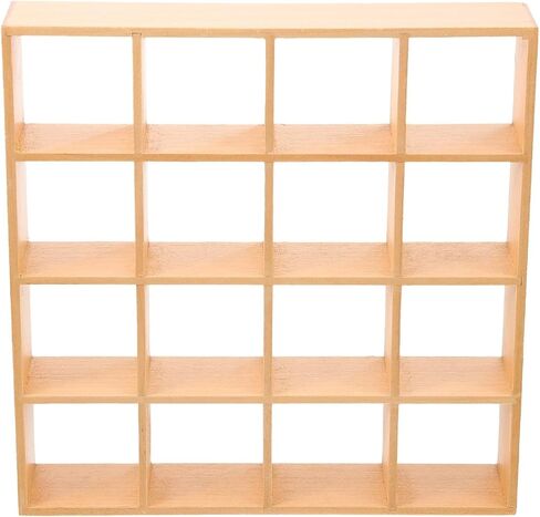 1: 12 Dollhouse Miniature Bookshelf 16 Grid Wooden Furniture Wood Storage Rack Mini Unfinished Shelves Miniature Wall Rack Model Mini Bookshelf Furniture Accessories for Doll House Decor in Saudi Arabia