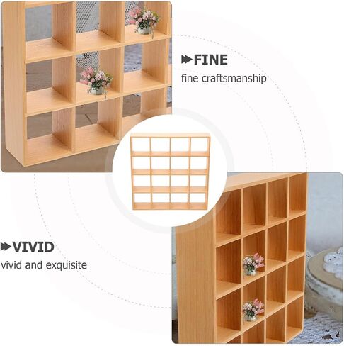 1: 12 Dollhouse Miniature Bookshelf 16 Grid Wooden Furniture Wood Storage Rack Mini Unfinished Shelves Miniature Wall Rack Model Mini Bookshelf Furniture Accessories for Doll House Decor in Saudi Arabia