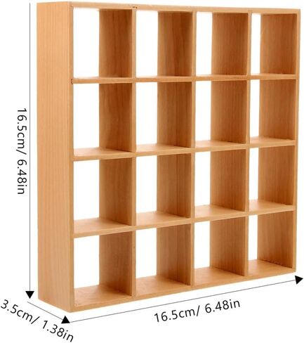 1: 12 Dollhouse Miniature Bookshelf 16 Grid Wooden Furniture Wood Storage Rack Mini Unfinished Shelves Miniature Wall Rack Model Mini Bookshelf Furniture Accessories for Doll House Decor in Saudi Arabia