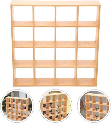 1: 12 Dollhouse Miniature Bookshelf 16 Grid Wooden Furniture Wood Storage Rack Mini Unfinished Shelves Miniature Wall Rack Model Mini Bookshelf Furniture Accessories for Doll House Decor in Saudi Arabia
