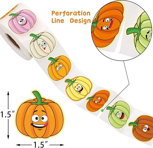 Ceiba Tree 500Pcs Pumpkin Stickers Halloween Pumpkin Shaped Sticker Roll for Kids Self Adhesive Sealing Labels Fall Autumn Party Supplies in Saudi Arabia