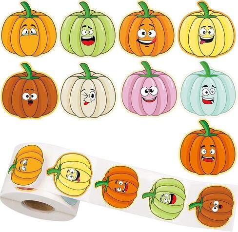 Ceiba Tree 500Pcs Pumpkin Stickers Halloween Pumpkin Shaped Sticker Roll for Kids Self Adhesive Sealing Labels Fall Autumn Party Supplies in Saudi Arabia