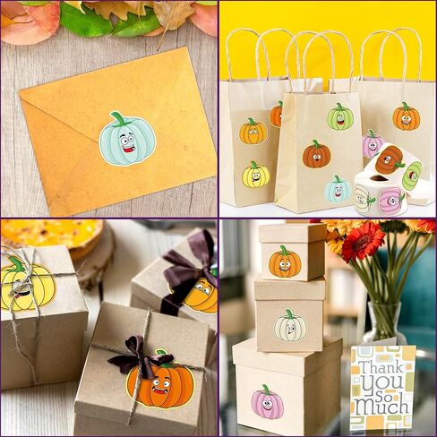 Ceiba Tree 500Pcs Pumpkin Stickers Halloween Pumpkin Shaped Sticker Roll for Kids Self Adhesive Sealing Labels Fall Autumn Party Supplies in Saudi Arabia