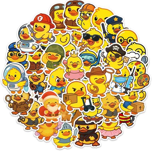 50pcs ملصق البط للطفل ، 50 نمط ملصقات حيوانات لطيفة ملصقات بطة صفراء أنماط احتلال لزجاجة ماء الكمبيوتر المحمول إمدادات حفلة in Saudi Arabia