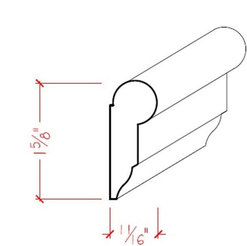 EWPC11 Picture Hanging Rail 1-5/8" Tall x 11/16" Moulding. Unfinished, Poplar, 94" in Saudi Arabia