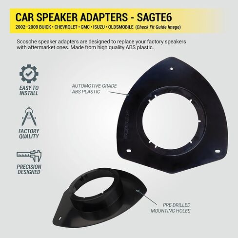Scosche Compatible with Select 2002 to 2004 Oldsmobile Bravada, 2002 to 2009 Chevrolet Trailblazer & GMC Envoy & 2004 to 2008 Isuzu Ascender 5.25" - 6.5" Speaker Adapters (1 Pair) SAGTE6 in Saudi Arabia